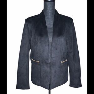 Carmen Marc Valvo Faux Leather Blazer